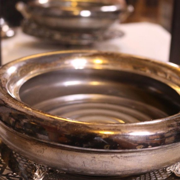 Silver Plated Serving Dish, By Monarch Plate Brand 1220 With Plate - Picture 5 of 8